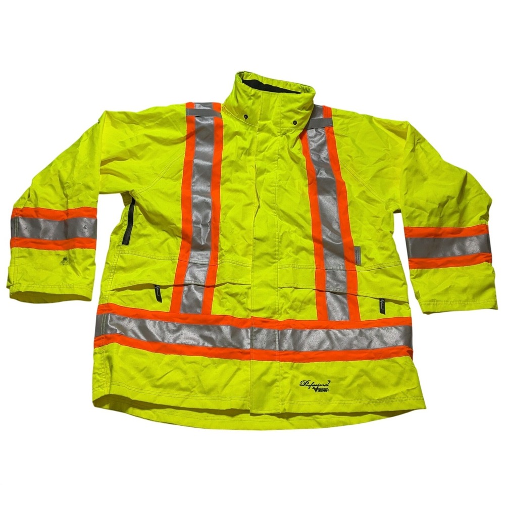 Professional Viking Arctic 300D Safety Jacket Hi-Vis Lime Green 2XL 6410JGS